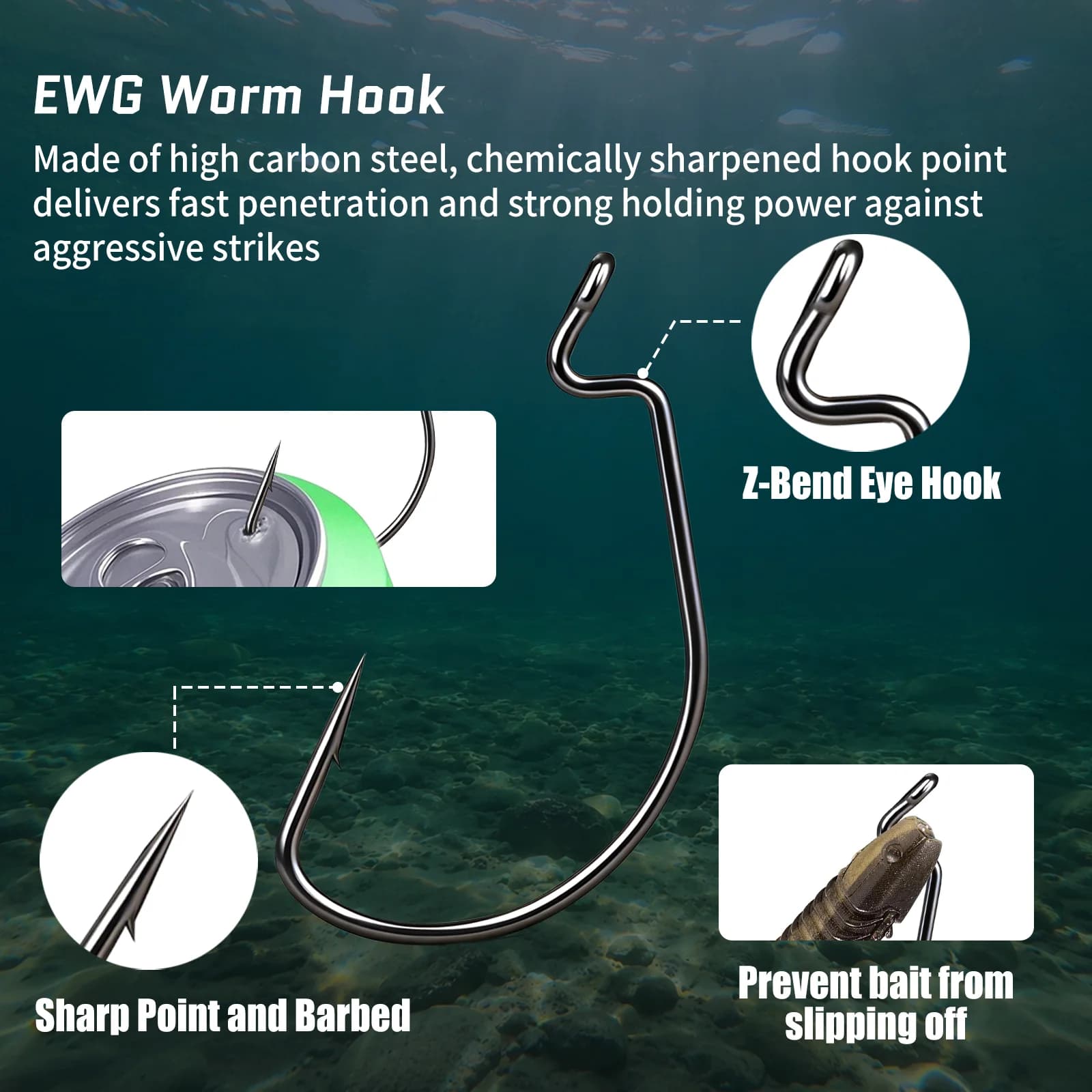 Крючки Offset Worm с широким зазором (EWG), 100 шт.