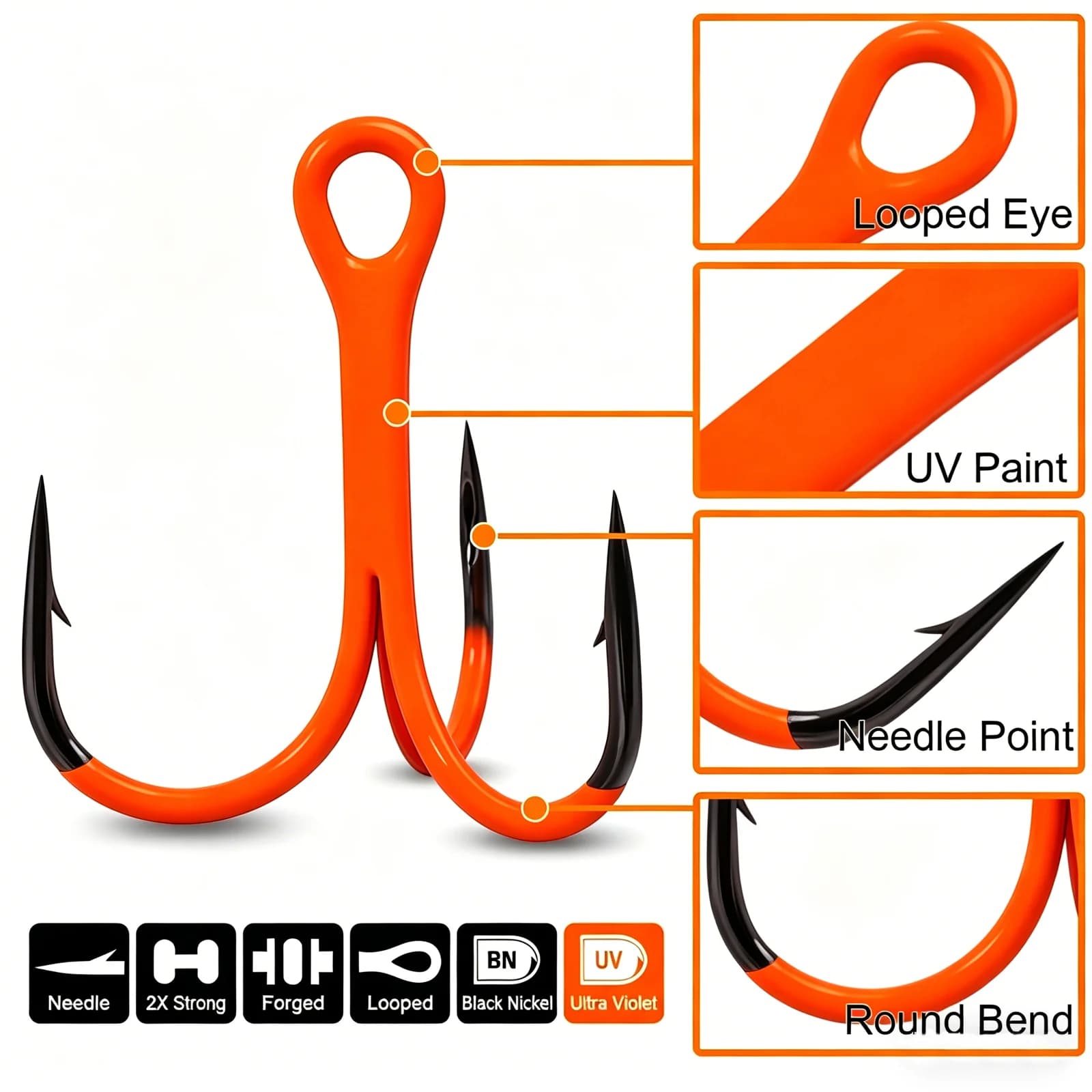 Тройники Orange UV Strong для рыбалки